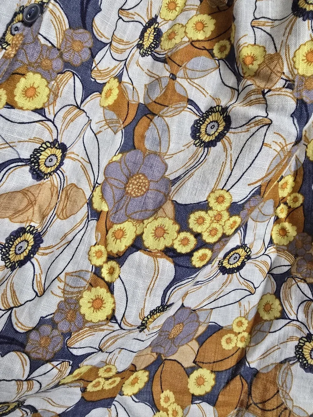 LAST CALL A.N.A Cotton Rayon Boho Dina Floral Flower Garden Blue Orange Top XL - Picture 5 of 9